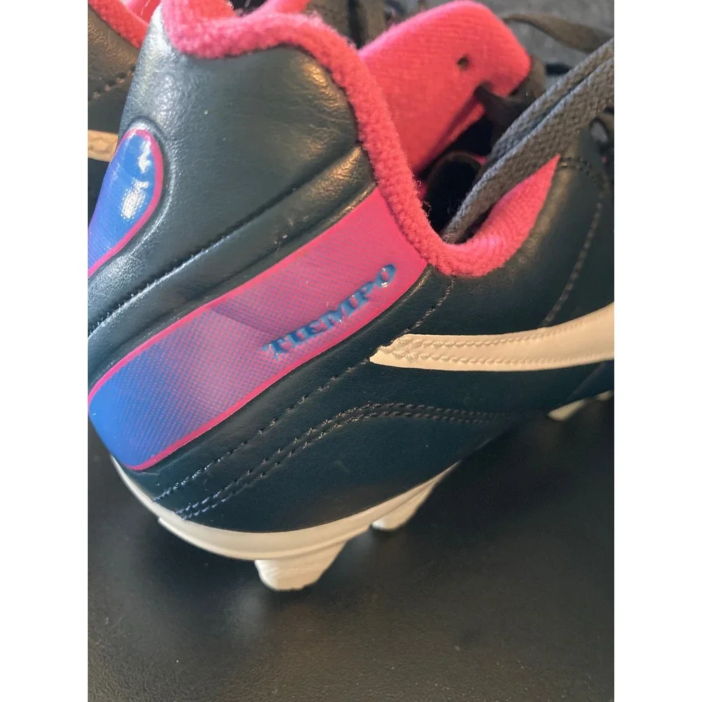 Nike‎ Tiempo Natural IV FG Soccer Cleats Navy Pink Kids US 6Y 524939-400 EUC